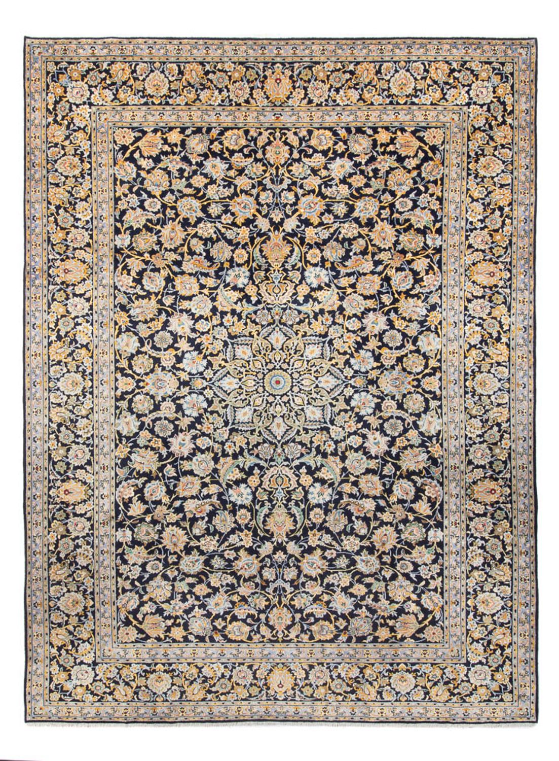 Tapis persan - Keshan - 408 x 292 cm - bleu foncé