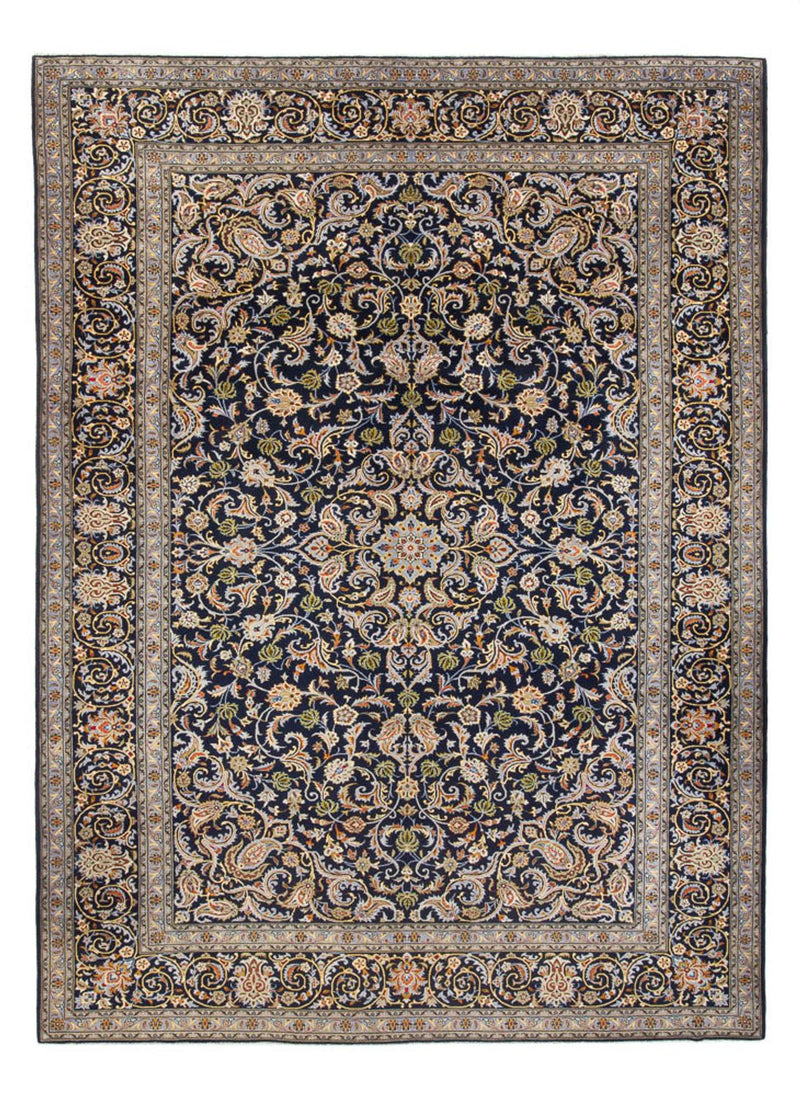 Tapis persan - Keshan - 417 x 293 cm - bleu foncé