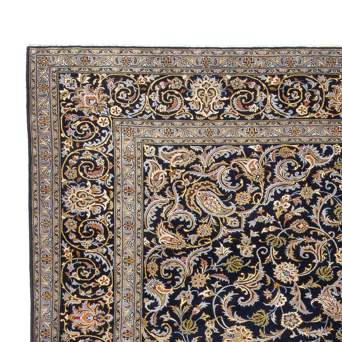 Tapis persan - Keshan - 417 x 293 cm - bleu foncé