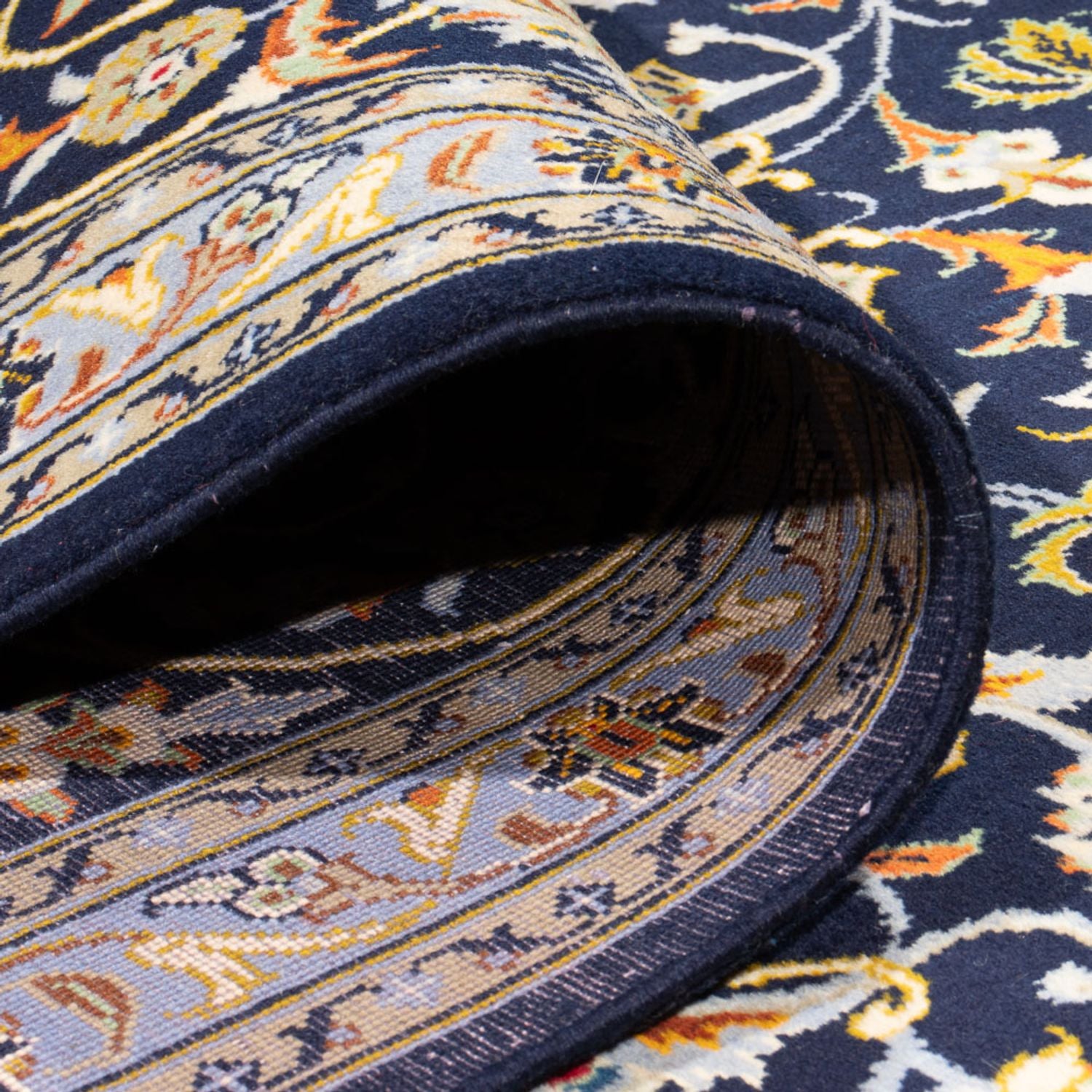 Tapis persan - Keshan - 417 x 293 cm - bleu foncé