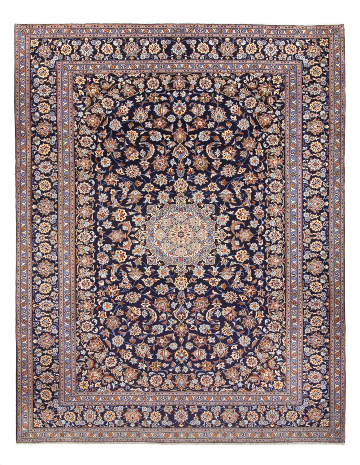Tapis persan - Keshan - 395 x 292 cm - bleu foncé