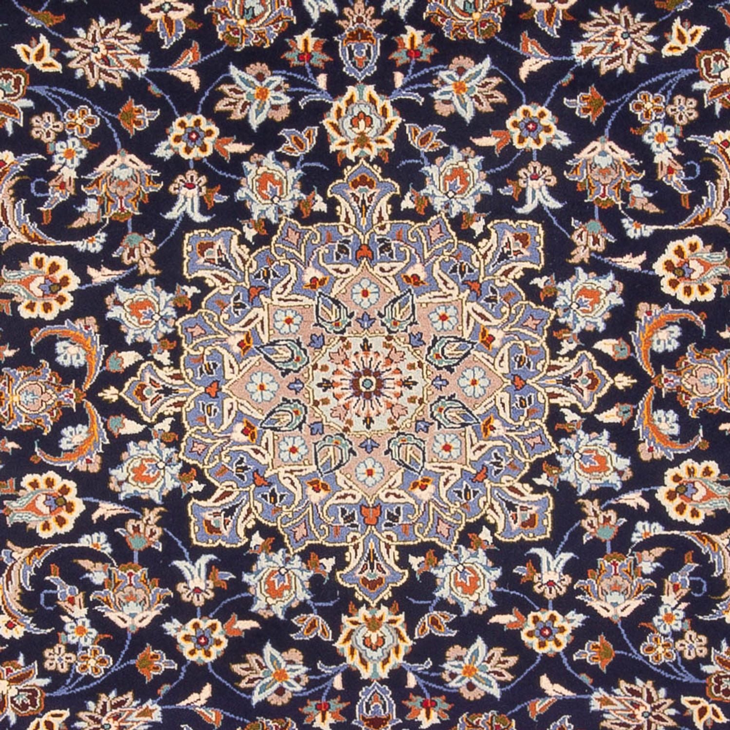 Tapis persan - Keshan - 395 x 292 cm - bleu foncé