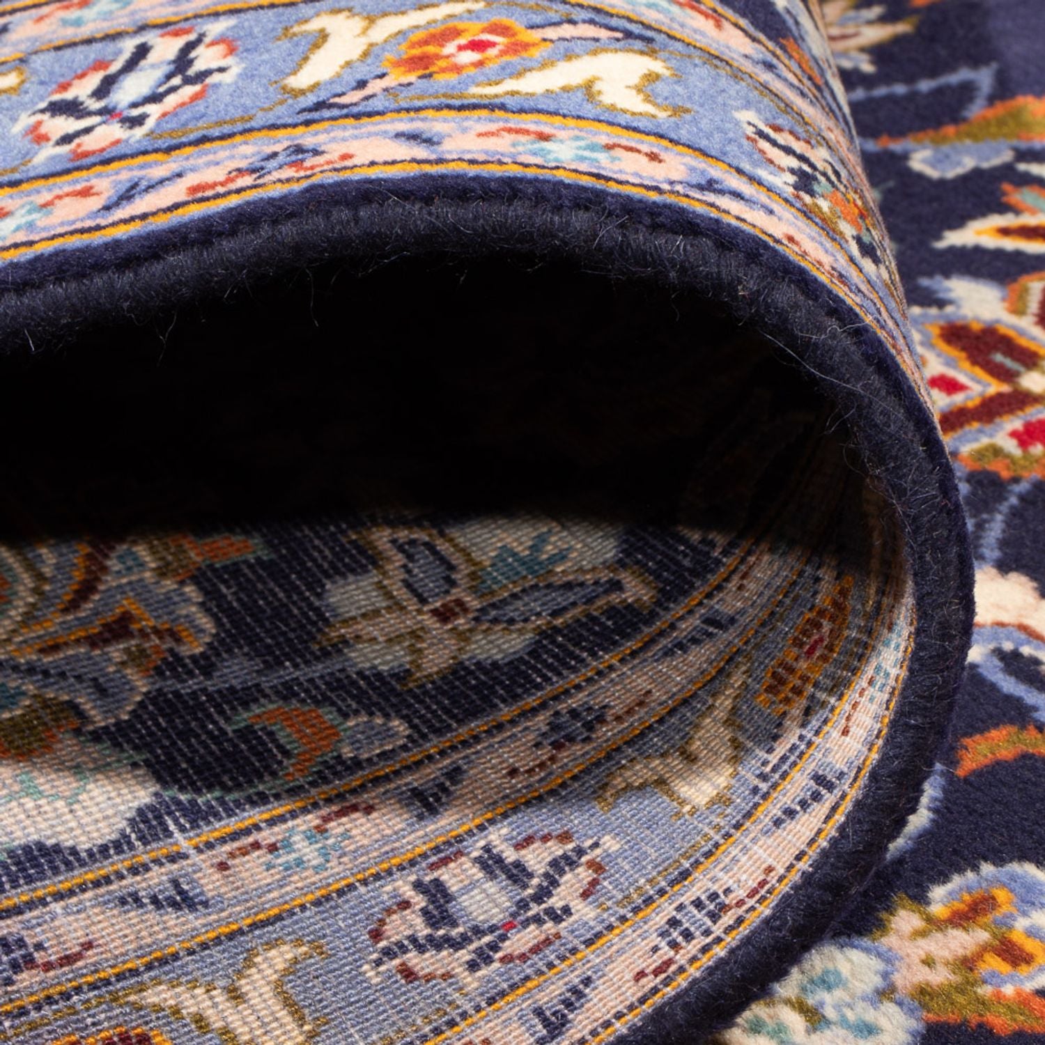 Tapis persan - Keshan - 395 x 292 cm - bleu foncé