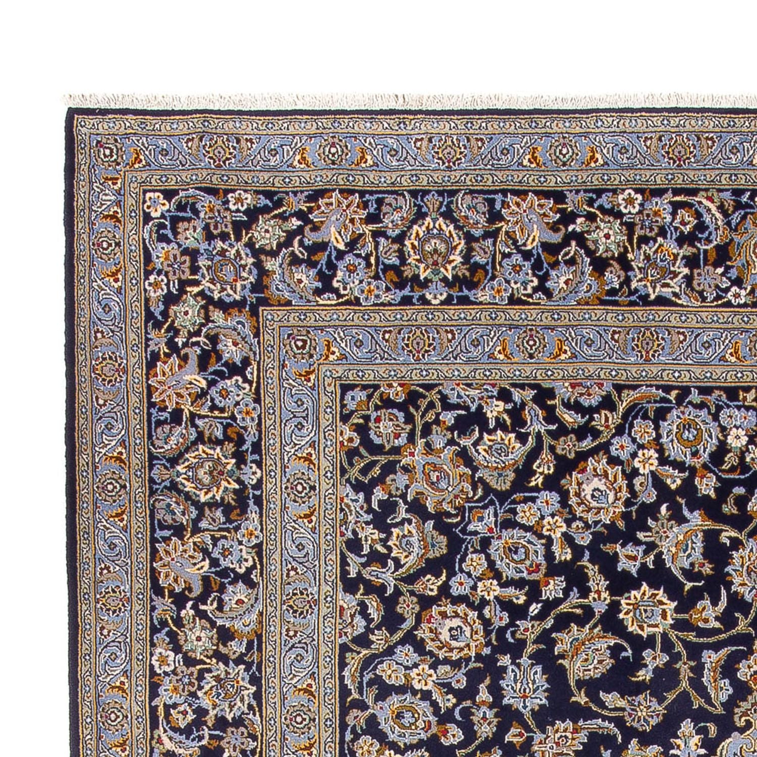 Tapis persan - Keshan - 390 x 266 cm - bleu foncé