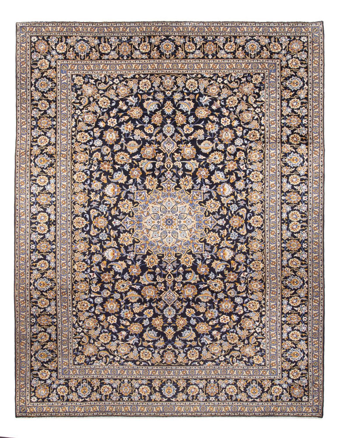 Tapis persan - Keshan - 390 x 295 cm - bleu foncé