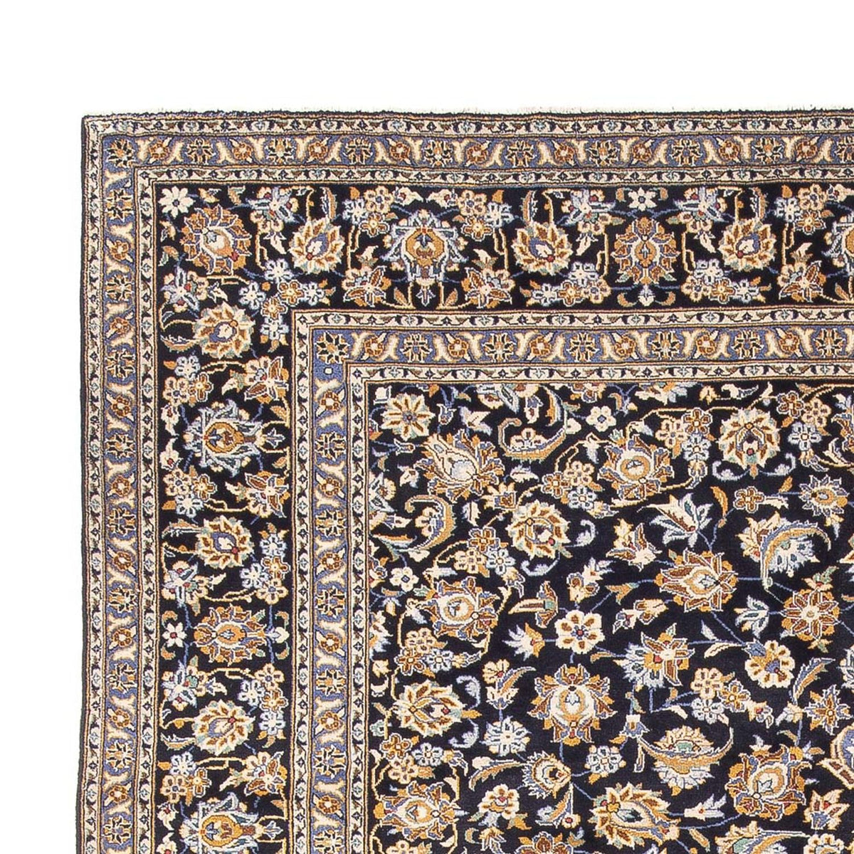Tapis persan - Keshan - 390 x 295 cm - bleu foncé