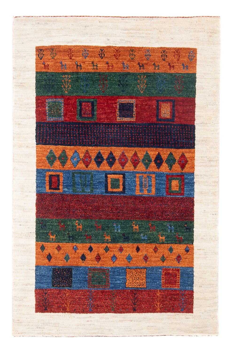 Tapis Gabbeh - Loribaft Persan - 129 x 83 cm - multicolore