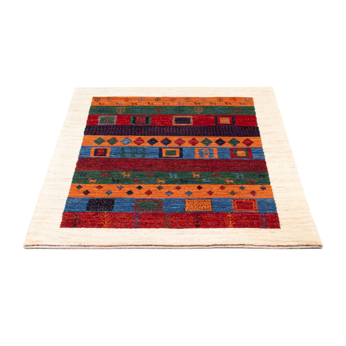 Tapis Gabbeh - Loribaft Persan - 129 x 83 cm - multicolore