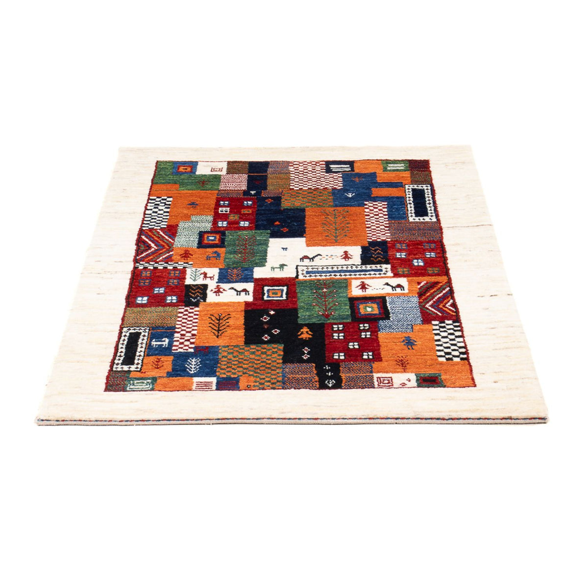 Tapis Gabbeh - Loribaft Persan - 126 x 83 cm - multicolore