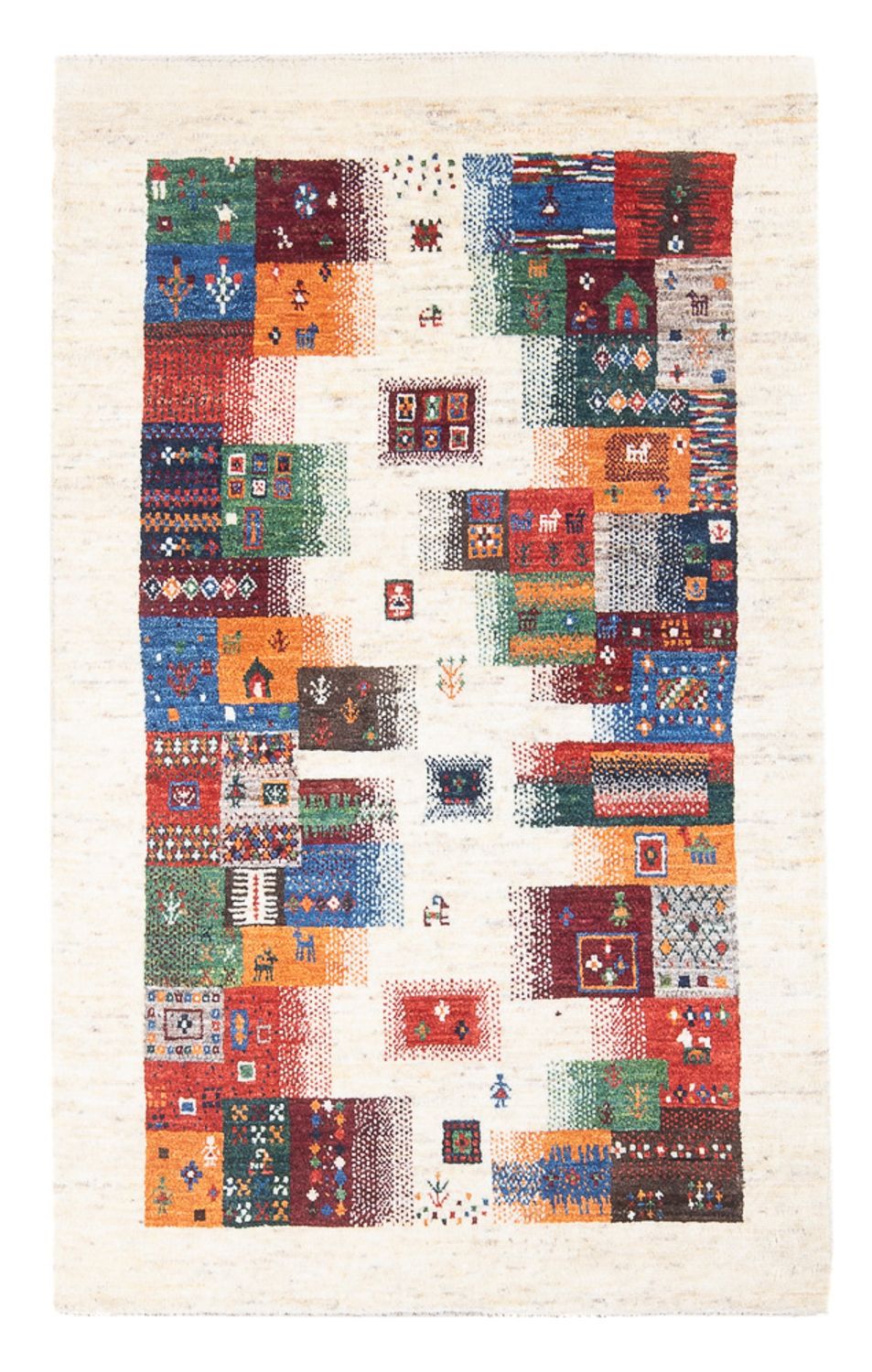 Tapis Gabbeh - Loribaft Persan - 136 x 85 cm - multicolore