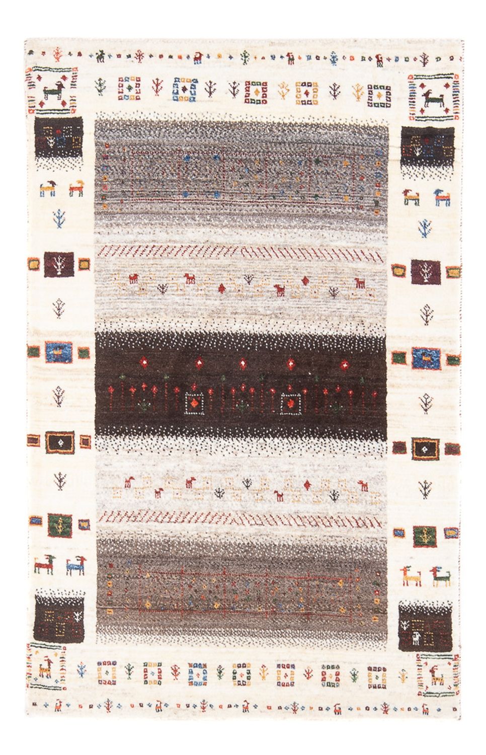 Tapis Gabbeh - Loribaft Persan - 126 x 84 cm - multicolore