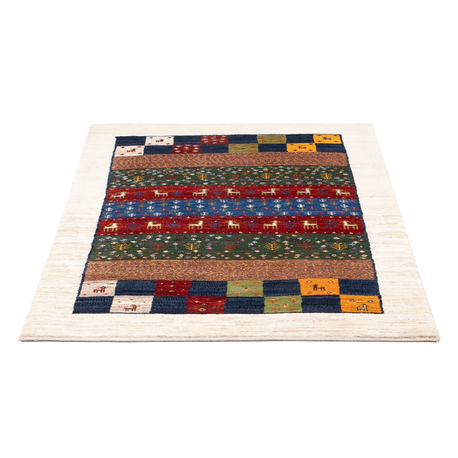 Tapis Gabbeh - Loribaft Persan - 131 x 86 cm - multicolore