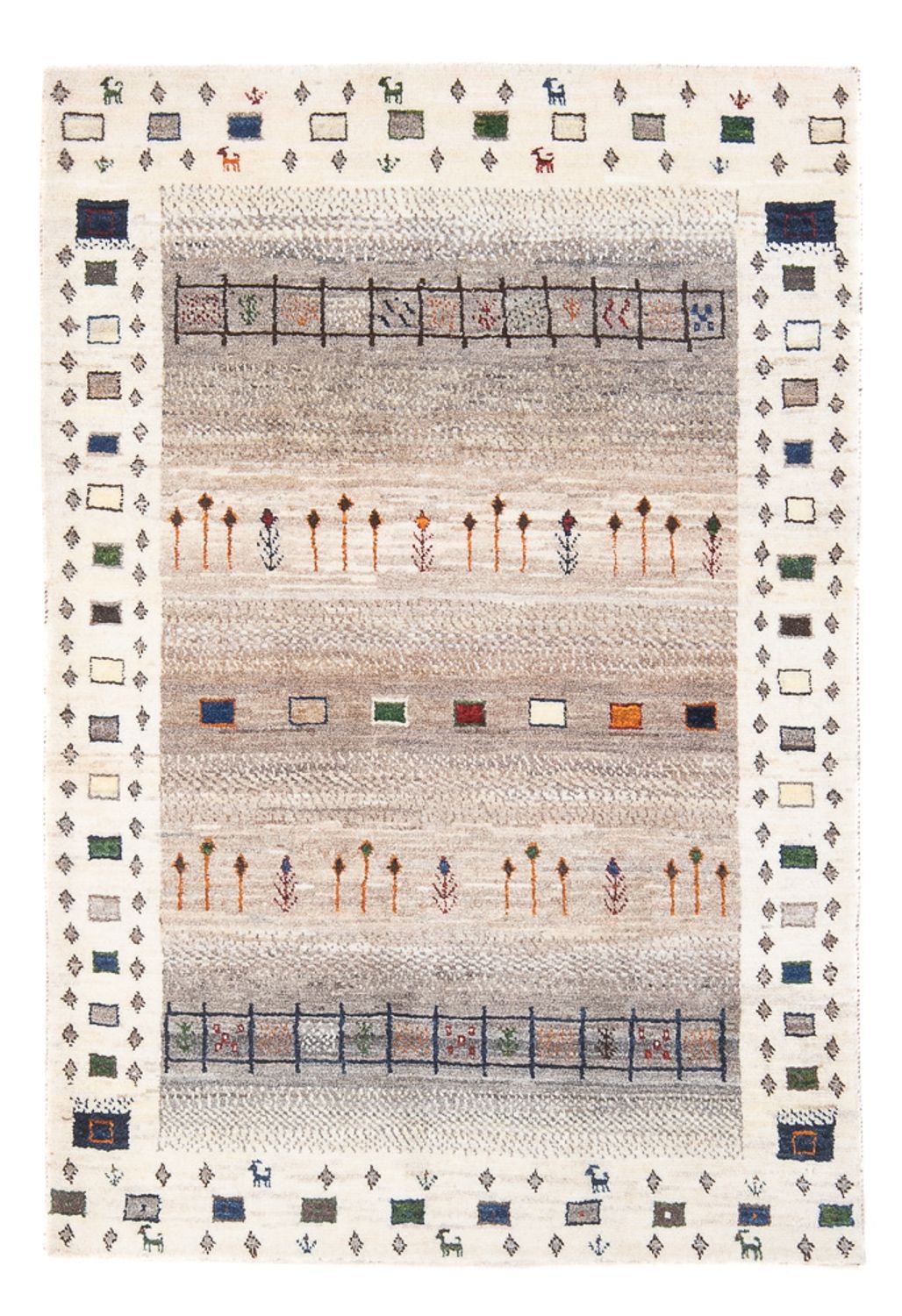 Tapis Gabbeh - Loribaft Persan - 134 x 86 cm - multicolore