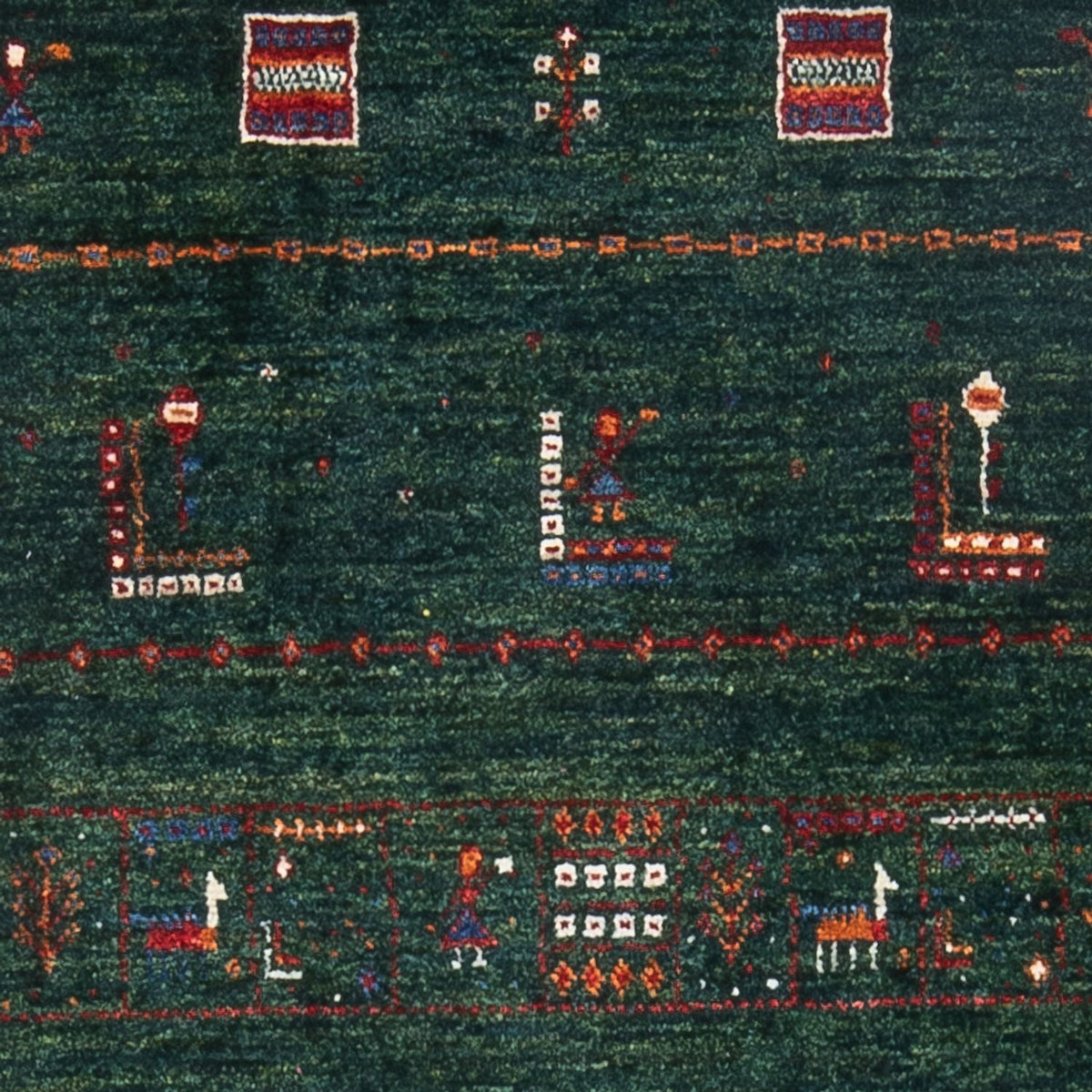 Tapis Gabbeh - Loribaft Persan - 136 x 85 cm - vert foncé