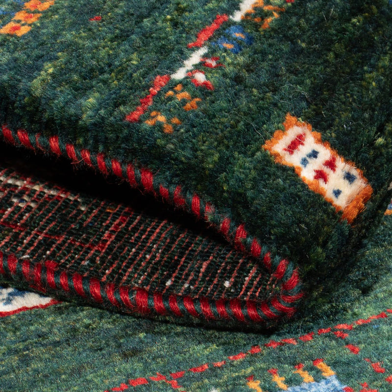 Tapis Gabbeh - Loribaft Persan - 136 x 85 cm - vert foncé