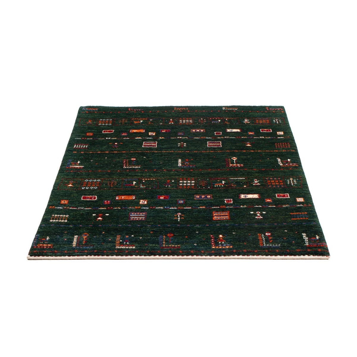 Tapis Gabbeh - Loribaft Persan - 136 x 85 cm - vert foncé