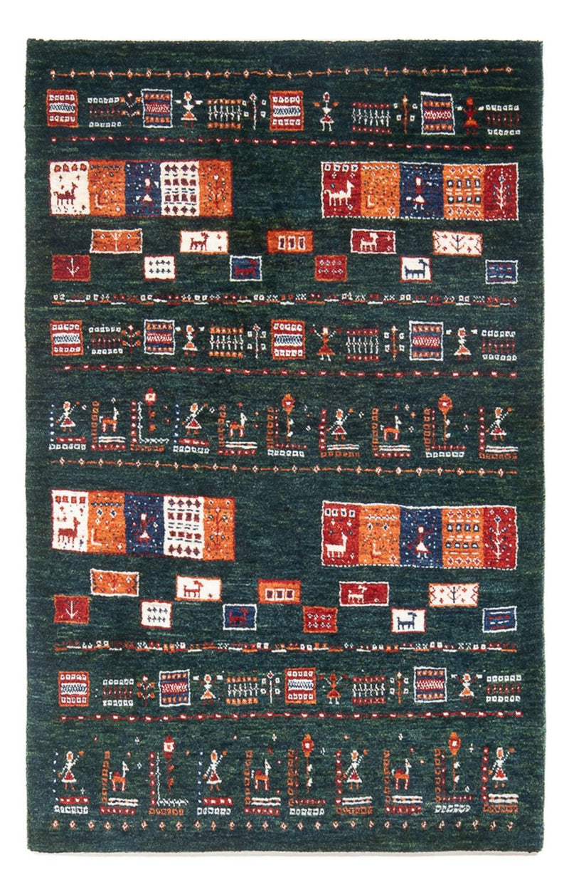 Tapis Gabbeh - Loribaft Persan - 135 x 85 cm - vert foncé