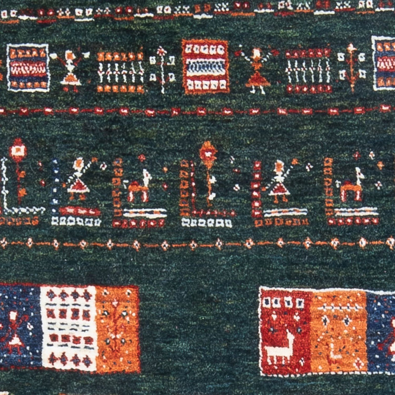 Tapis Gabbeh - Loribaft Persan - 135 x 85 cm - vert foncé