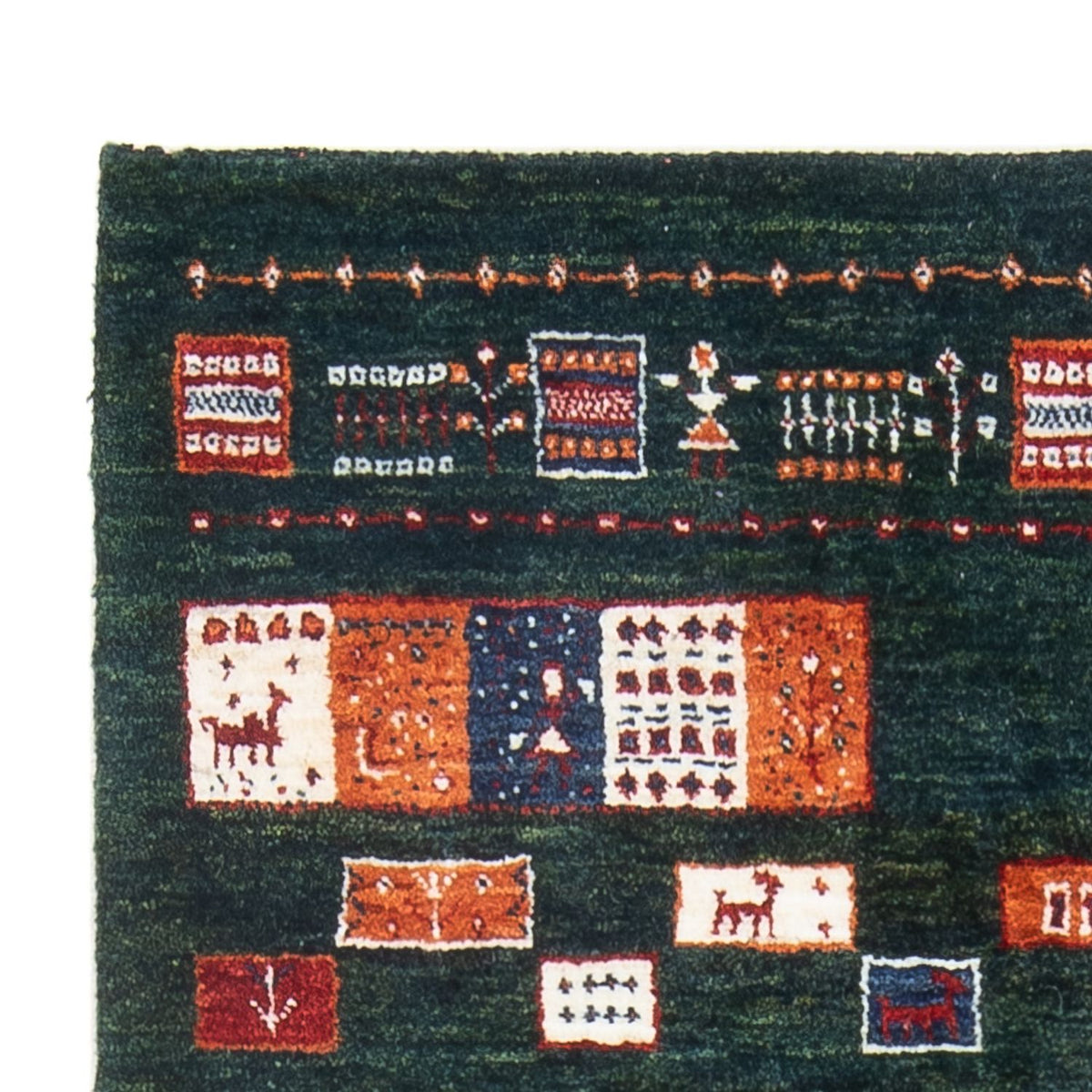 Tapis Gabbeh - Loribaft Persan - 135 x 85 cm - vert foncé