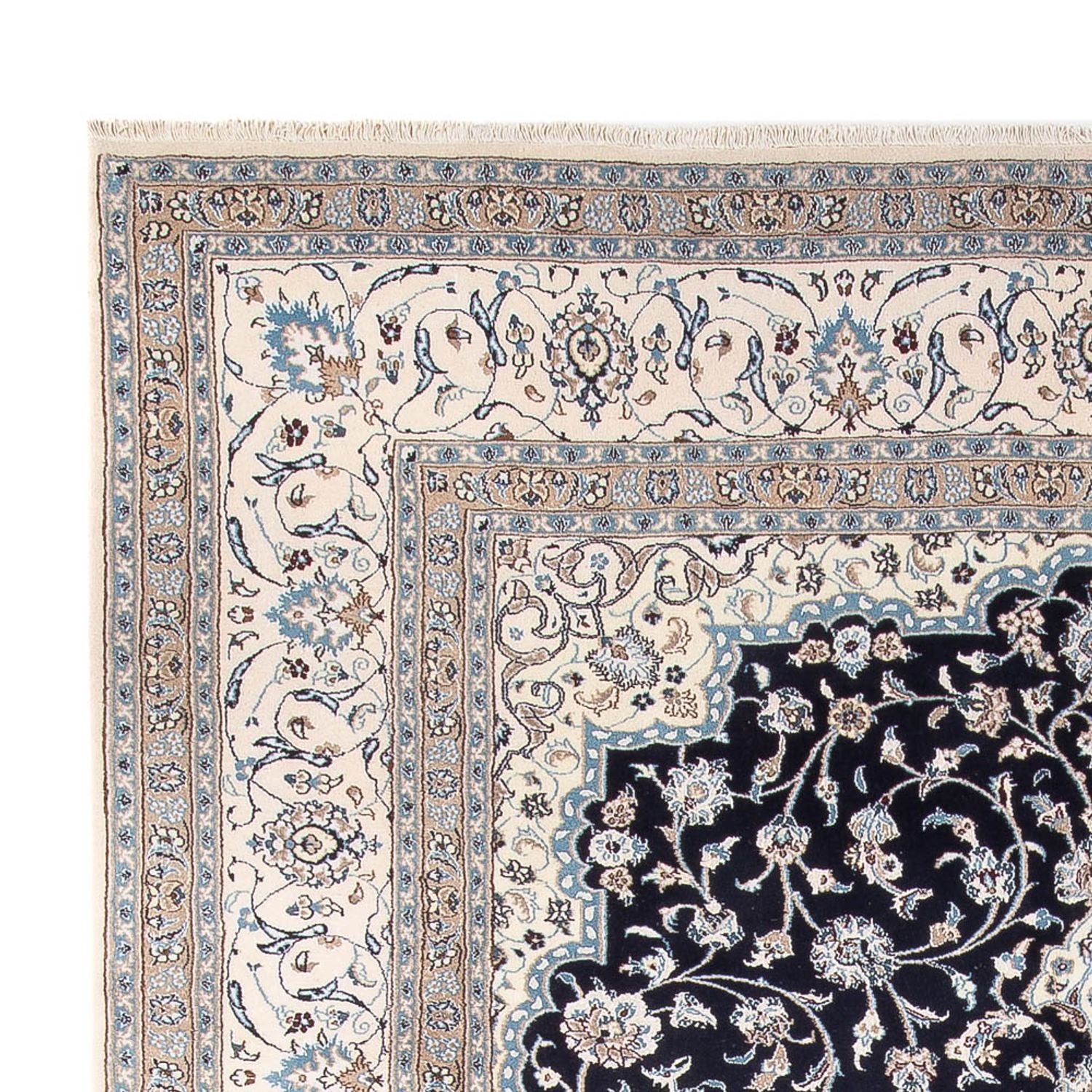 Tapis persan - Nain - 398 x 302 cm - bleu foncé