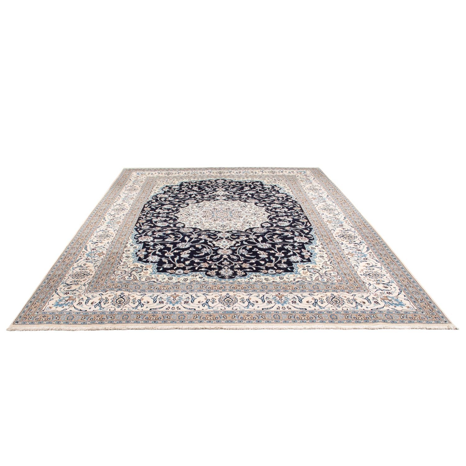 Tapis persan - Nain - 398 x 302 cm - bleu foncé