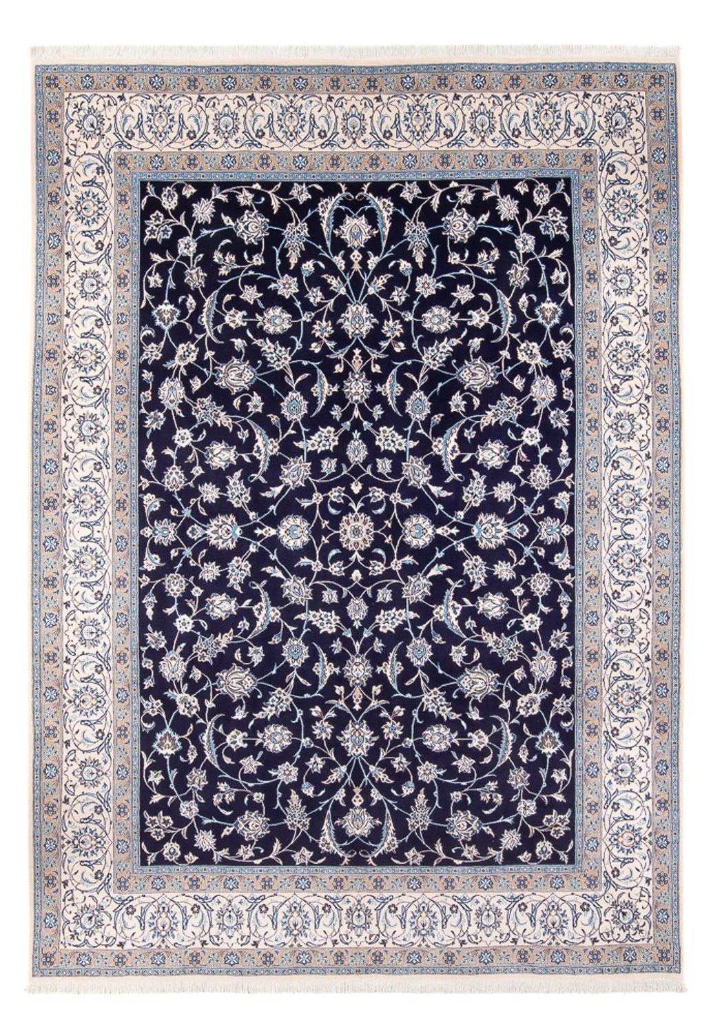 Tapis persan - Nain - 354 x 247 cm - bleu foncé