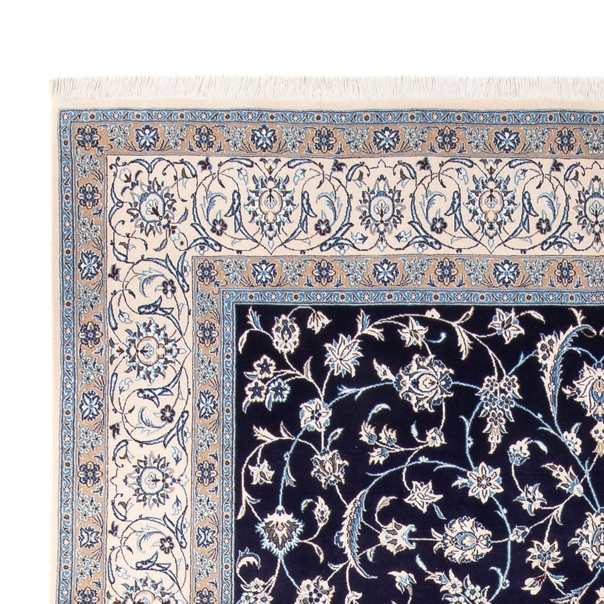 Tapis persan - Nain - 354 x 247 cm - bleu foncé