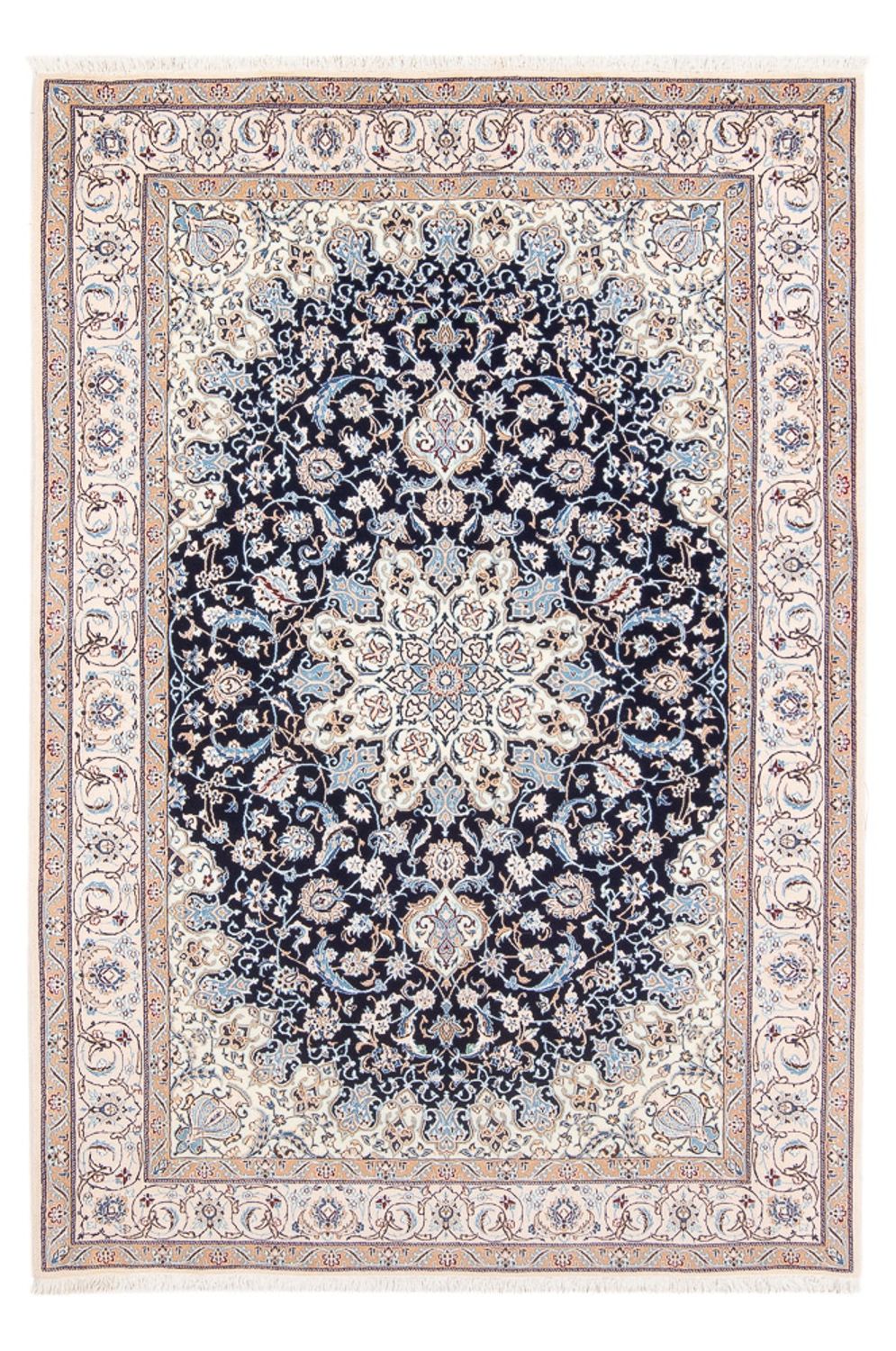 Tapis persan - Nain - Premium - 198 x 130 cm - bleu foncé