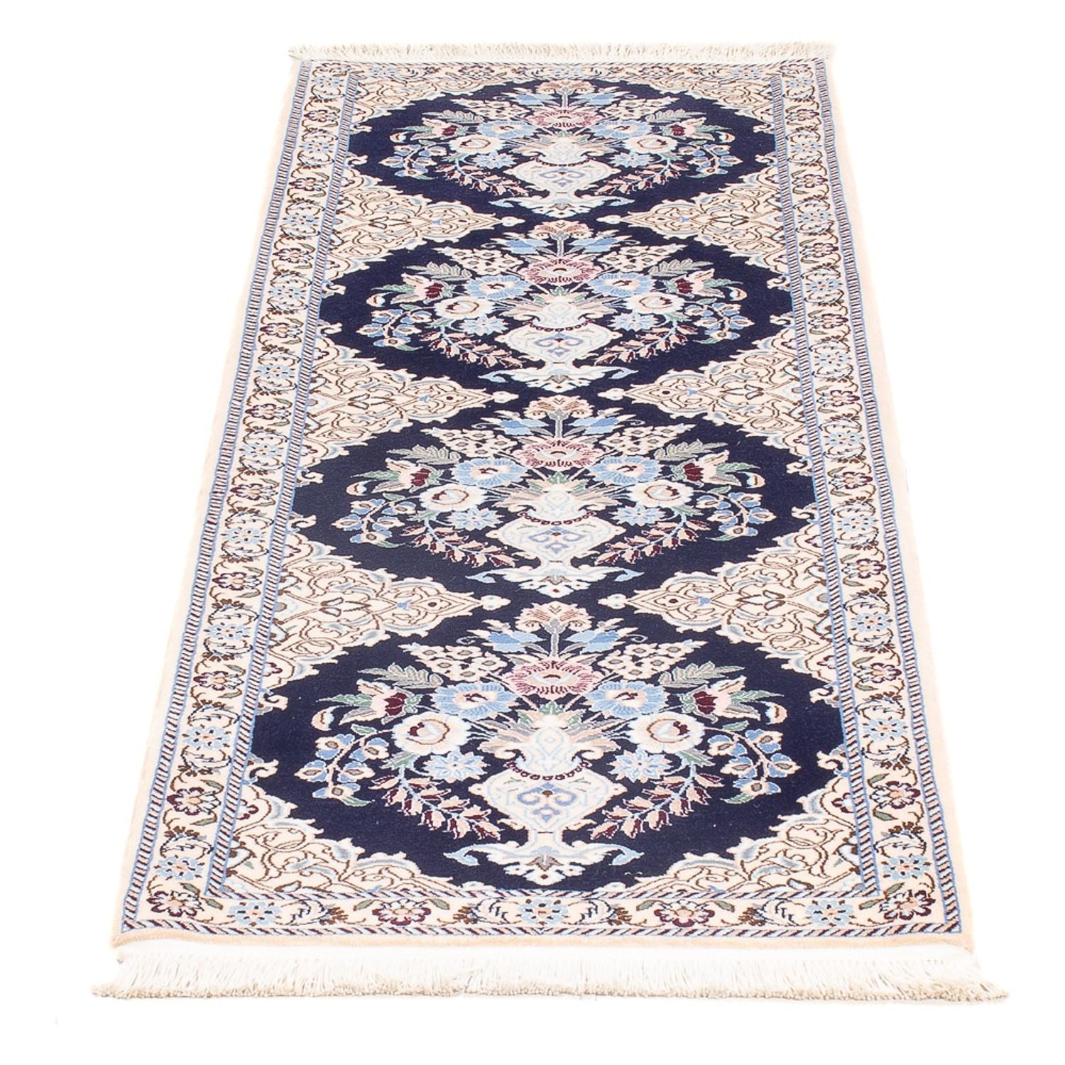 Tapis de couloir Tapis persan - Nain - Premium - 156 x 50 cm - bleu foncé