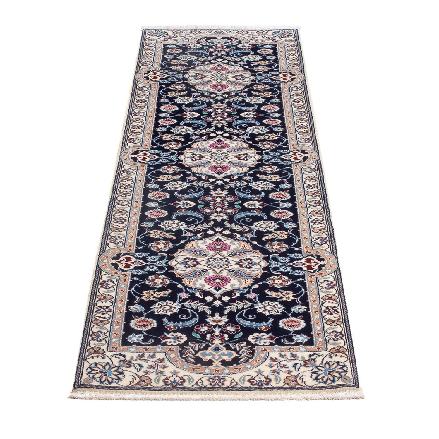 Tapis de couloir Tapis persan - Nain - Premium - 196 x 50 cm - bleu foncé