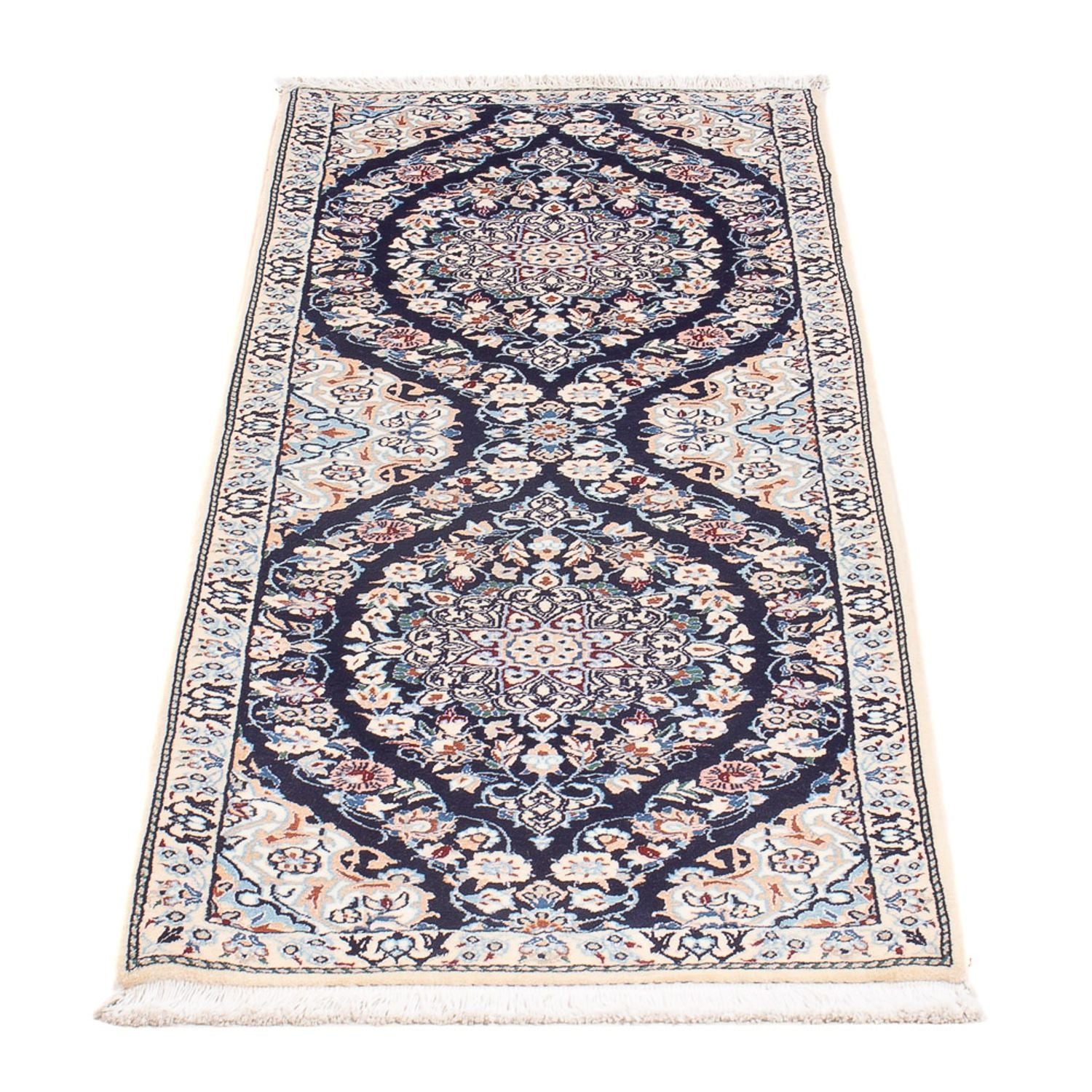 Tapis de couloir Tapis persan - Nain - Premium - 150 x 50 cm - bleu foncé