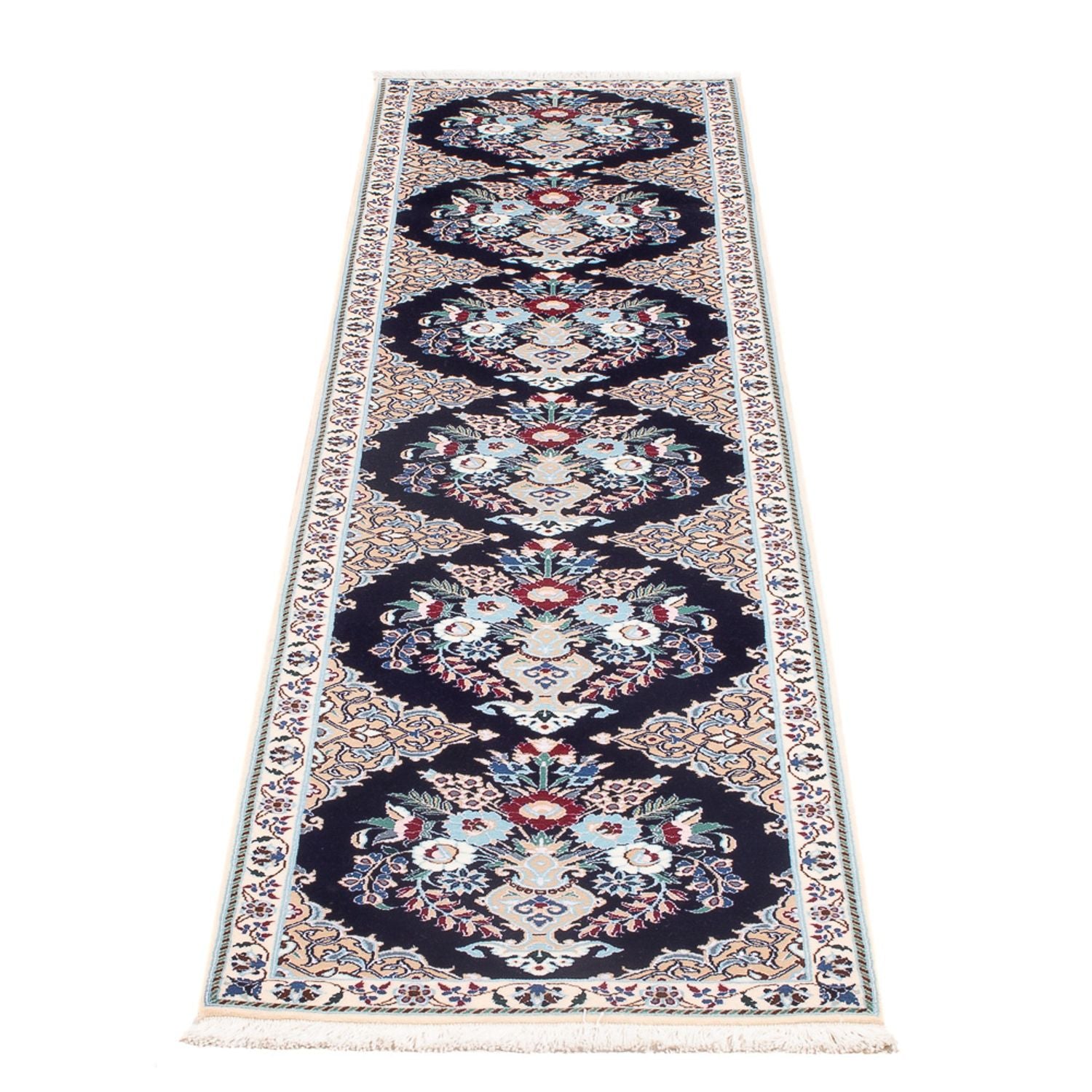 Tapis de couloir Tapis persan - Nain - Premium - 227 x 48 cm - bleu foncé