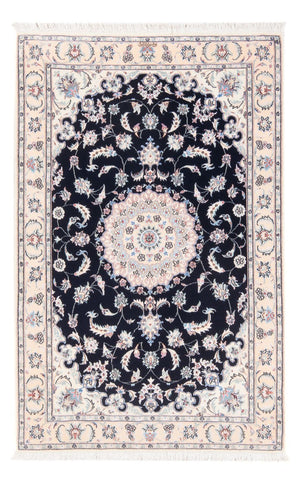 Tapis persan - Nain - Premium - 141 x 93 cm - bleu foncé