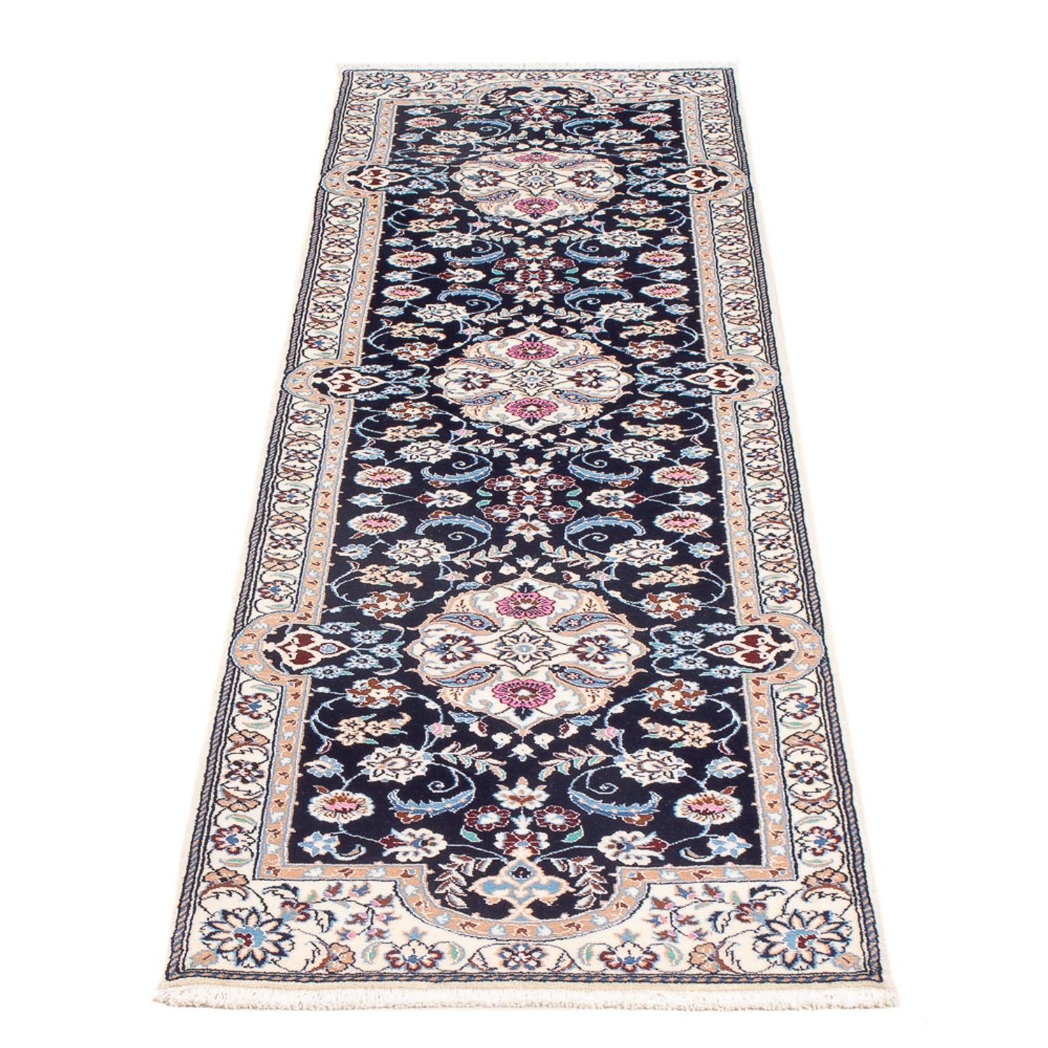 Tapis de couloir Tapis persan - Nain - Premium - 197 x 48 cm - bleu foncé