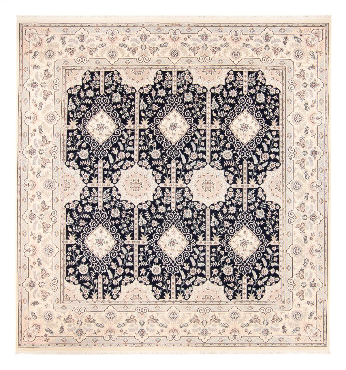Tapis persan - Nain - 263 x 245 cm - bleu foncé