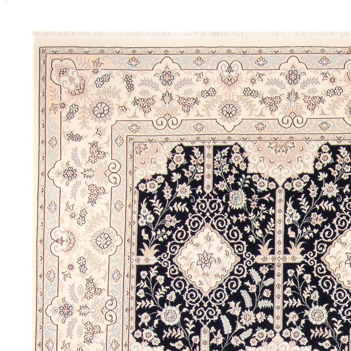 Tapis persan - Nain - 263 x 245 cm - bleu foncé