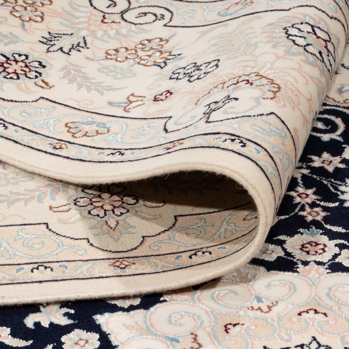 Tapis persan - Nain - 263 x 245 cm - bleu foncé