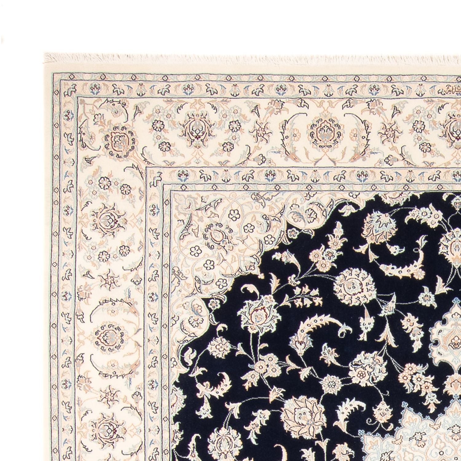 Tapis persan - Nain - 261 x 223 cm - bleu foncé