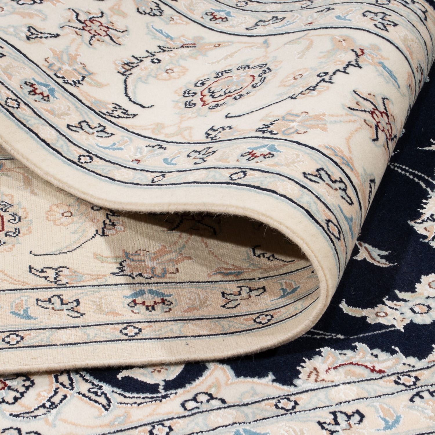 Tapis persan - Nain - 261 x 223 cm - bleu foncé