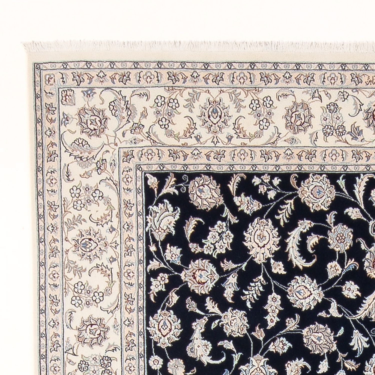Tapis persan - Nain - Premium - 295 x 197 cm - bleu foncé
