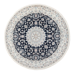 Tapis persan - Nain - Premium ronde  - 150 x 150 cm - bleu foncé