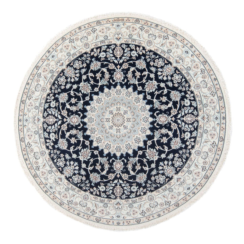 Tapis persan - Nain - Premium ronde  - 150 x 150 cm - bleu foncé