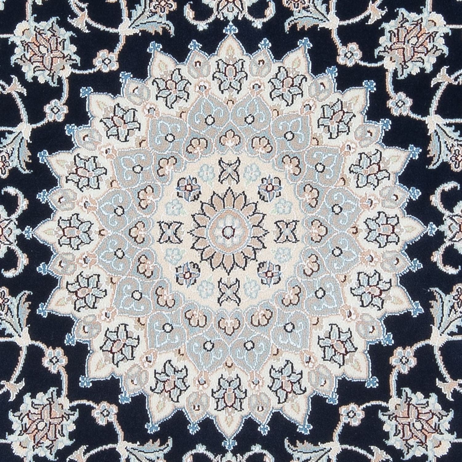 Tapis persan - Nain - Premium ronde  - 150 x 150 cm - bleu foncé