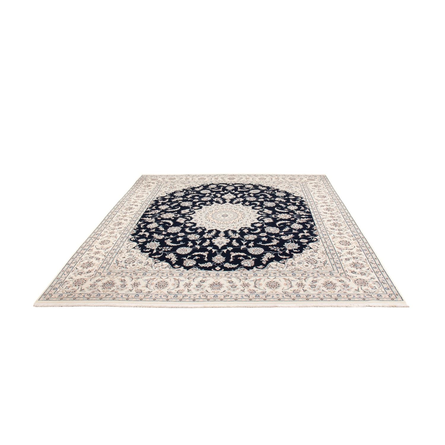 Tapis persan - Nain - 280 x 227 cm - bleu foncé