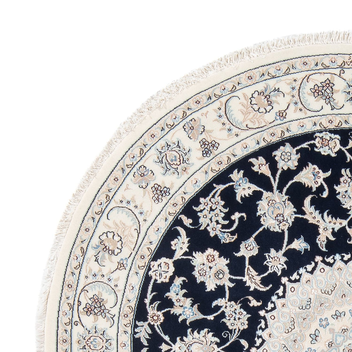 Tapis persan - Nain - Premium ronde  - 150 x 150 cm - bleu foncé