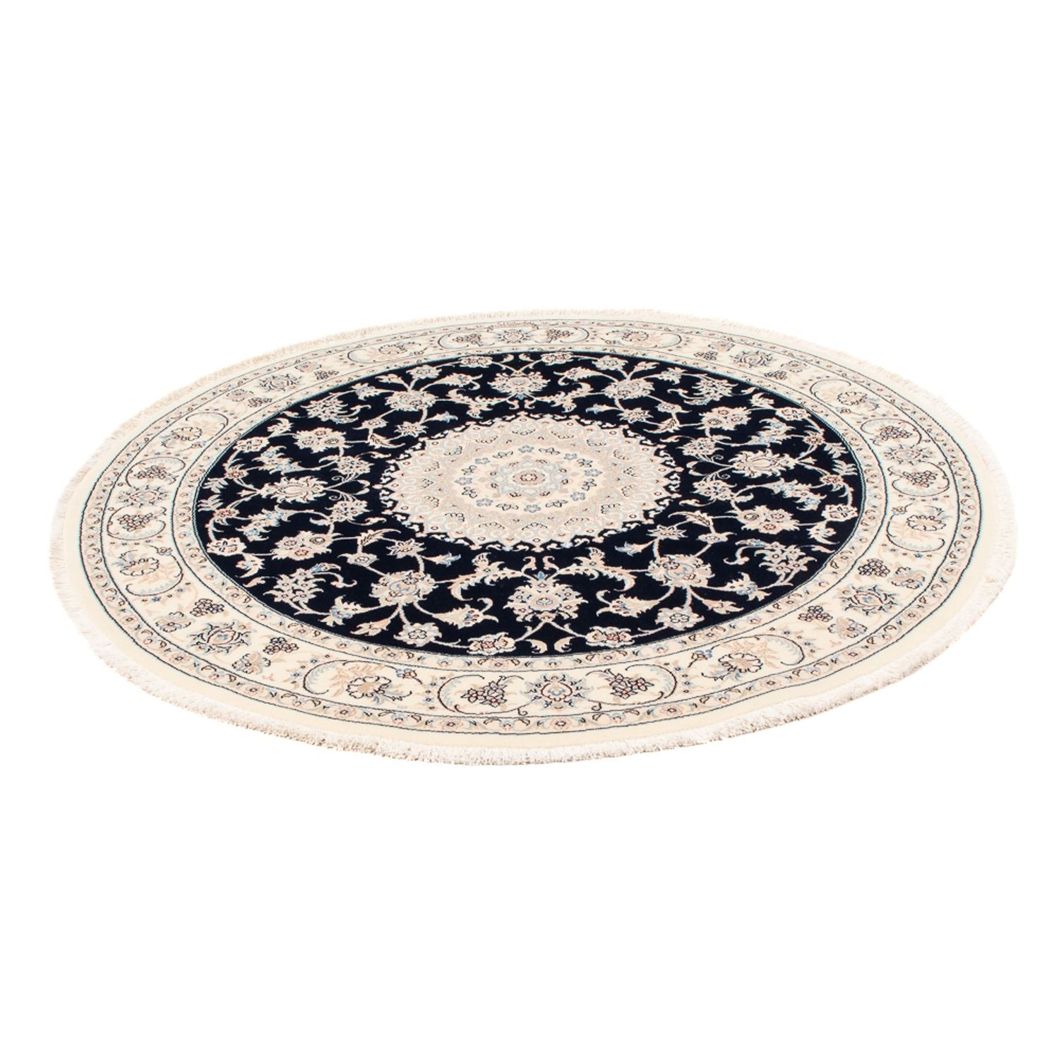 Tapis persan - Nain - Premium ronde  - 150 x 150 cm - bleu foncé