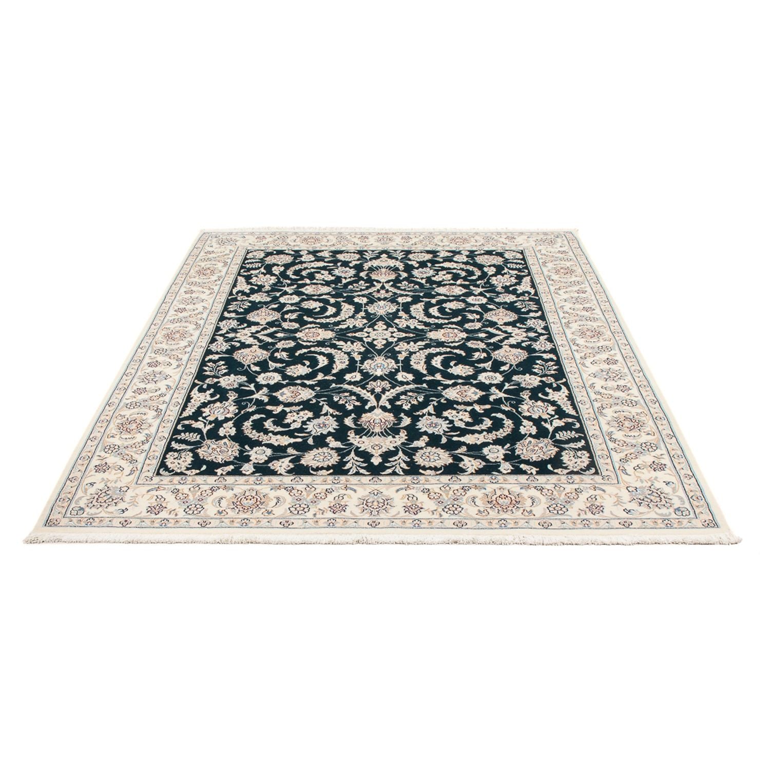 Tapis persan - Nain - Premium - 210 x 148 cm - bleu foncé