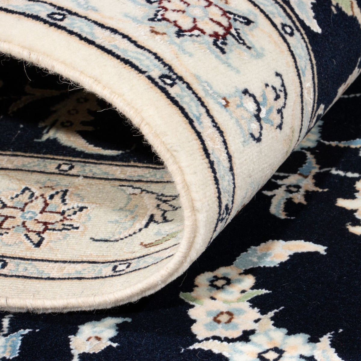 Tapis de couloir Tapis persan - Nain - Royal - 194 x 82 cm - bleu foncé