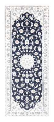 Tapis de couloir Tapis persan - Nain - Royal - 197 x 81 cm - bleu foncé