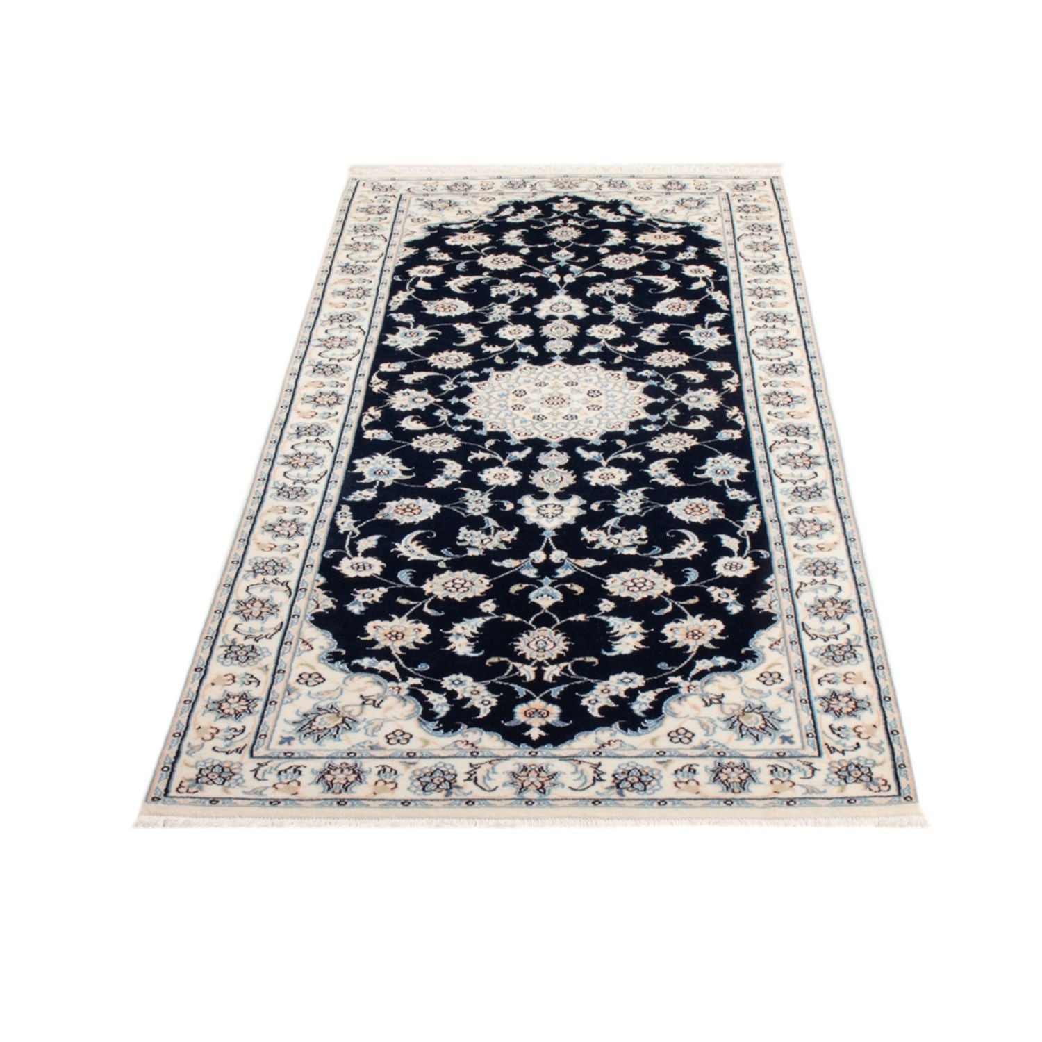 Tapis de couloir Tapis persan - Nain - Royal - 197 x 81 cm - bleu foncé